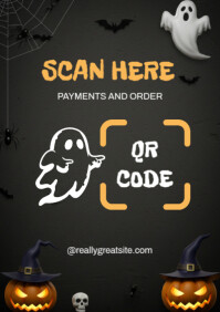 Черный QR Code Payment A2 Template