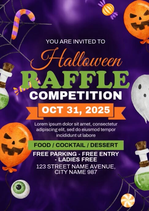 Plantilla de Halloween Raffle Competition | PosterMyWall