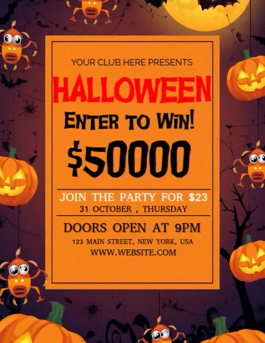 Halloween Raffle Contest Volantino (US Letter) template