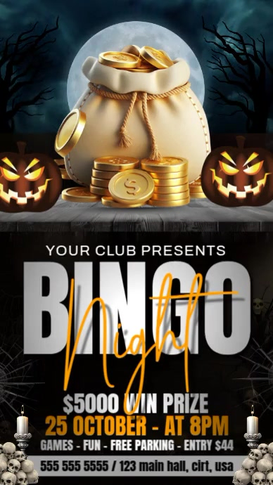 Halloween Bingo Night Status WhatsApp template