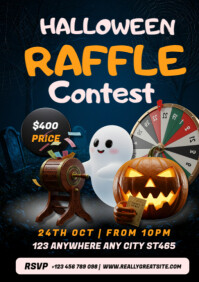 Black Halloween Raffle A2 Template
