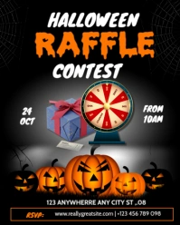 Halloween Raffle Contest Poster Template – Spooky Prize Giveaway & Party Flyer Instagram Portrait