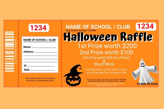 Halloweeen Raffle Sign ฮาโลวีนราฟเฟิล เทมเพลต | PosterMyWall