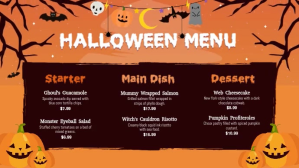 Halloween restaurant menu template Ecrã digital (16:9)