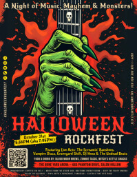 Black Halloween Rock Festival Folheto Template