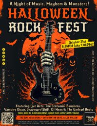 สีดำ Halloween Rock Fest Ulotka Template