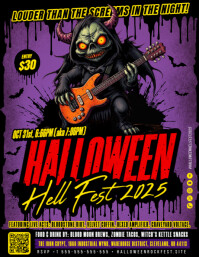 สีดำ Halloween Rock Fest Ulotka Template