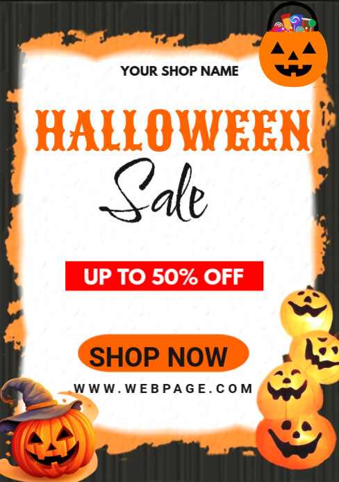 Halloween sale, Halloween, sale A5 template