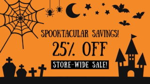 橙色 Halloween Sale Digitalt display Template