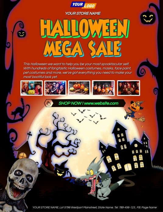 Halloween sale flyer catalog template PosterMyWall