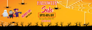 Laranja halloween sale twitter header,halloween sale Twitter Banner Template