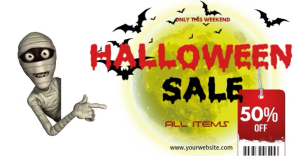 白色 Halloween Sale Ikhava Yomcimbi WeFacebook Template