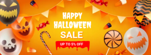 Orange Halloween Sale Facebook Cover Photo Template