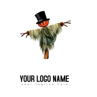 Halloween Scarecrow Holiday, Logotyp template