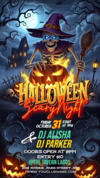 สีม่วง Halloween Party Instagram Story Template
