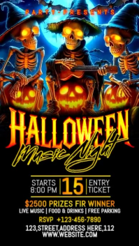 Black Halloween Music Night Instagram Reel Template
