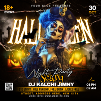 Zwart Halloween Party Vierkant Template