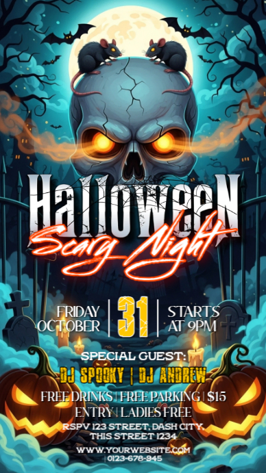 Halloween Scary Night Party Template | PosterMyWall