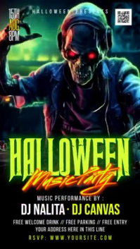 Black Halloween Music Party Instagram 快拍 Template