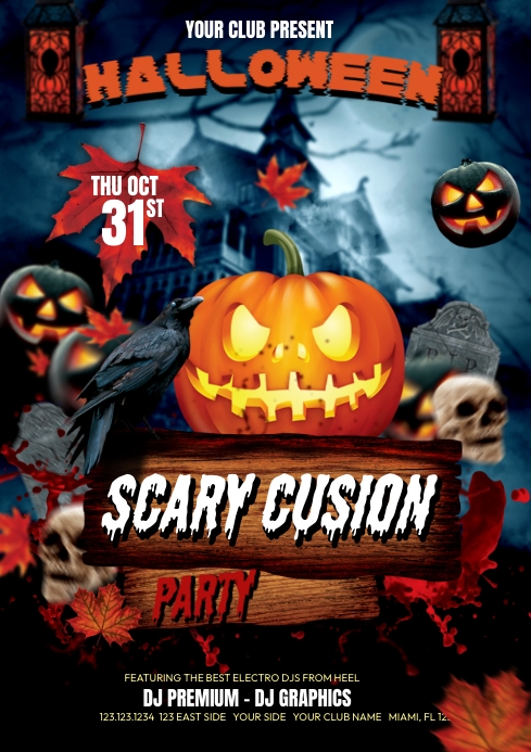 Halloween Scary Party A4 template