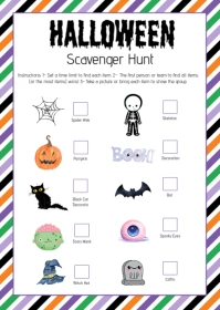 Halloween Scavenger Hunt, A6 template