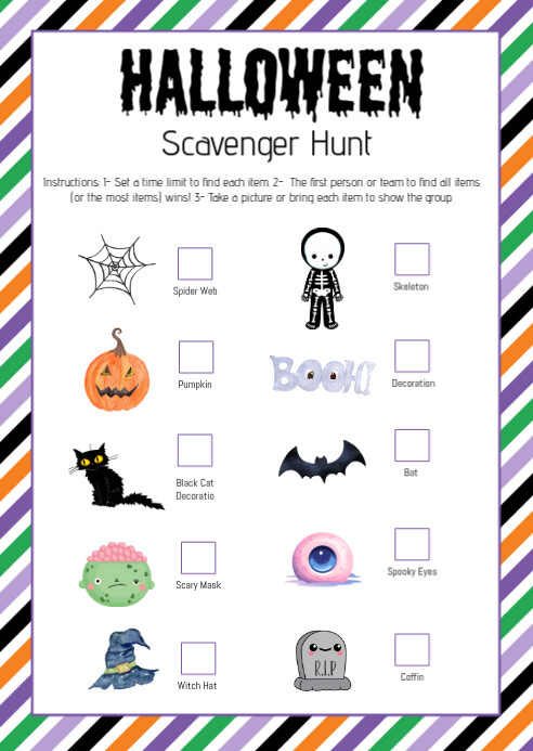 Halloween Scavenger Hunt, A6 template