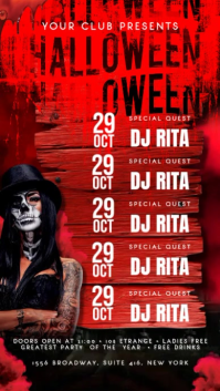 Red Halloween Party 数字显示屏 Template