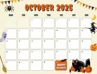 สีขาว October 2025 Halloween Calendar Ulotka Template