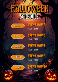 Noir Halloween Schedule A4 Template