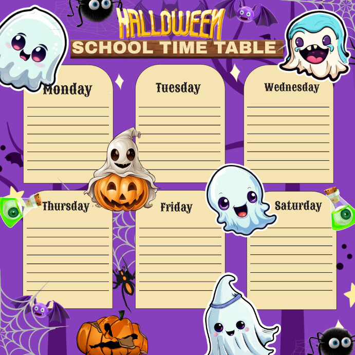 Halloween school poster template