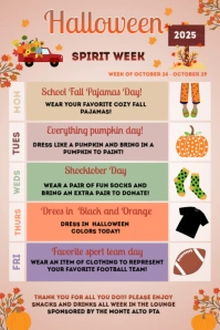 Halloween School Spirit Week Itinerary Poster template