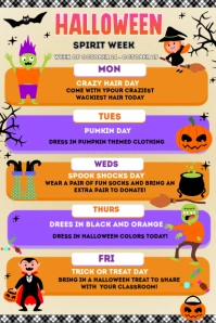 Halloween School Spirit Week Itinerary Poster template