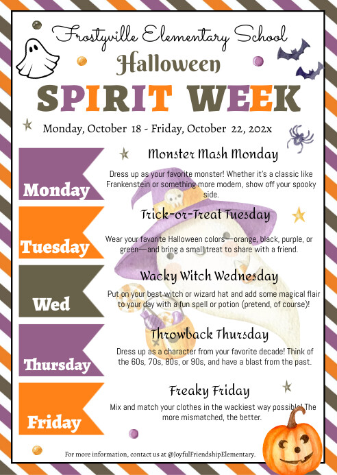 Copy of Halloween Spirit Week Editable | PosterMyWall
