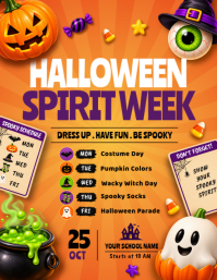 Pomarańczowy Halloween Spirit Week Flyer Template
