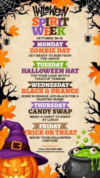 Halloween Spirit Week Schedule История на Instagram template