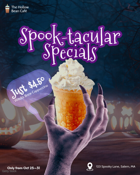 Halloween Spooky Drink Deal Poster Instagram Portrait template