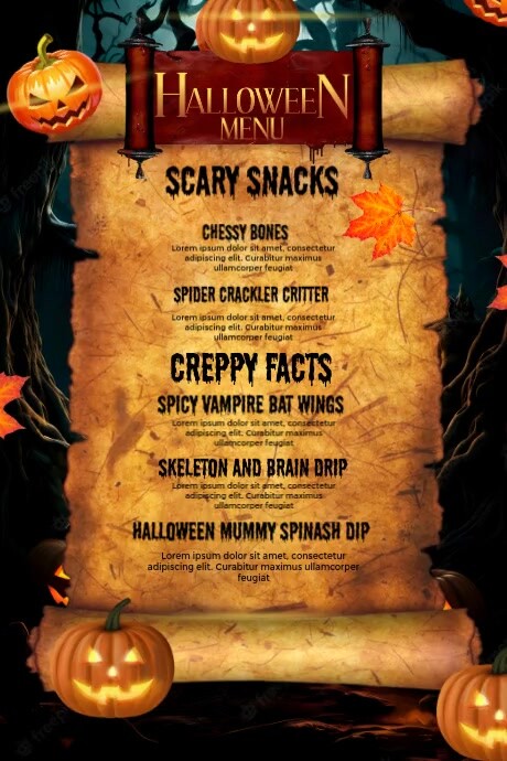 Hunted Cafe Menu Halloween spooky Restaurant Menu template | PosterMyWall