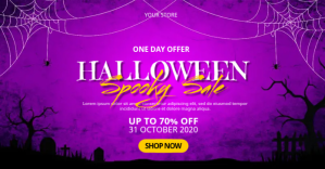 Purple Halloween Sale Obraz udostępniany na Facebooku Template