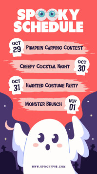 Red Halloween Event Schedule Instagram Story Template