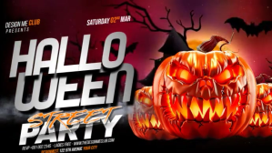 Black Halloween Street Party Extravaganza Miniature YouTube Template
