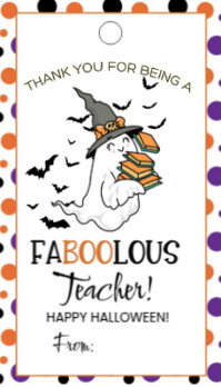 Blanco Halloween Teacher Appreciation Gift Tag Visitkort Template