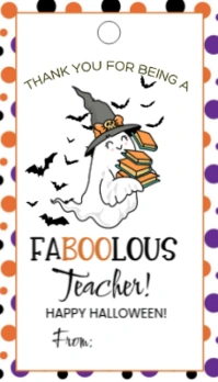 Halloween Teacher Appreciation Gift Tag Business Card template