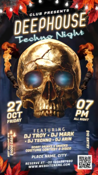 Sort Techno Night Party Digitalt display Template