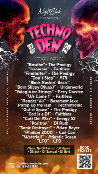 Halloween Techno Party Tracklist Template Digital Display (9:16)