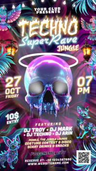 Purple Techno Rave Event Pantalla Digital Template