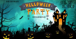 Turquoise Halloween Party Facebook Shared Image Template