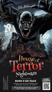 Halloween Terror House Party Template Digital Display (9:16)