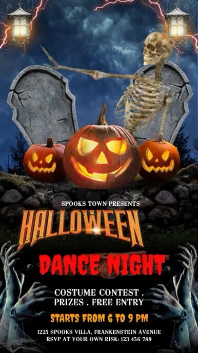 Halloween terror night party, Halloween Digital Display (9:16) template
