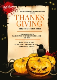 Halloween Thanksgiving Dinner flyer A6 template