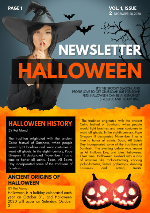 Halloween Themed Newsletter Template Postermywall